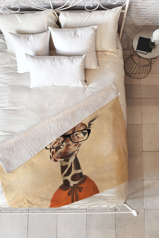 Coco de Paris Clever Giraffe Fleece Throw Blanket
