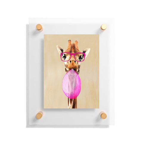 Coco de Paris Clever giraffe with bubblegum Floating Acrylic Print