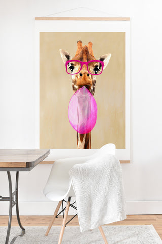 Coco de Paris Clever giraffe with bubblegum Art Print And Hanger