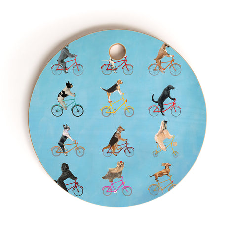 Coco de Paris Cycling Dogs Cutting Board Round