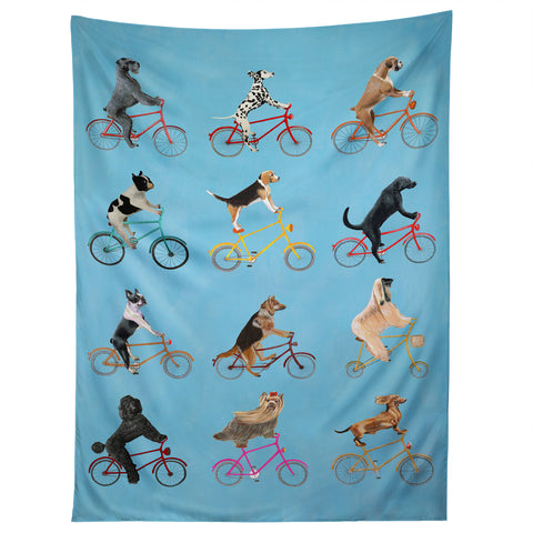 Coco de Paris Cycling Dogs Tapestry