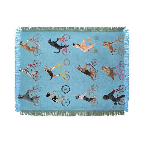 Coco de Paris Cycling Dogs Throw Blanket