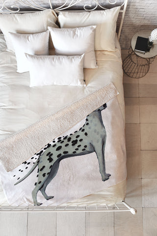 Coco de Paris Dalmatian in the storm Fleece Throw Blanket