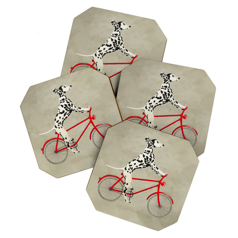 Coco de Paris Dalmatian on bicycle Coaster Set