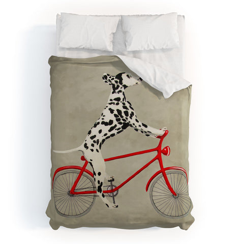 Coco de Paris Dalmatian on bicycle Duvet Cover