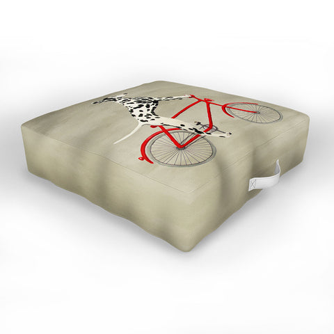 Coco de Paris Dalmatian on bicycle Outdoor Floor Cushion