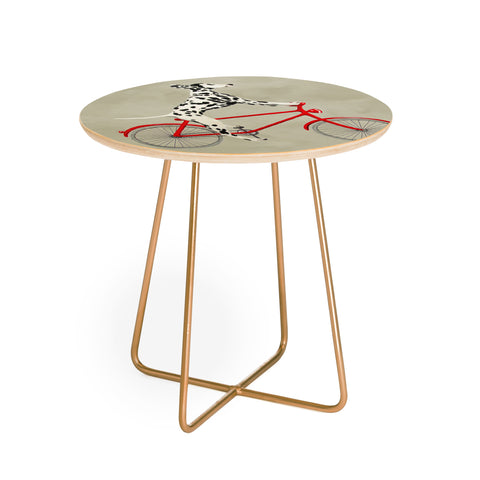 Coco de Paris Dalmatian on bicycle Round Side Table