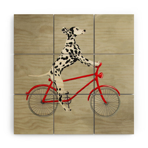 Coco de Paris Dalmatian on bicycle Wood Wall Mural