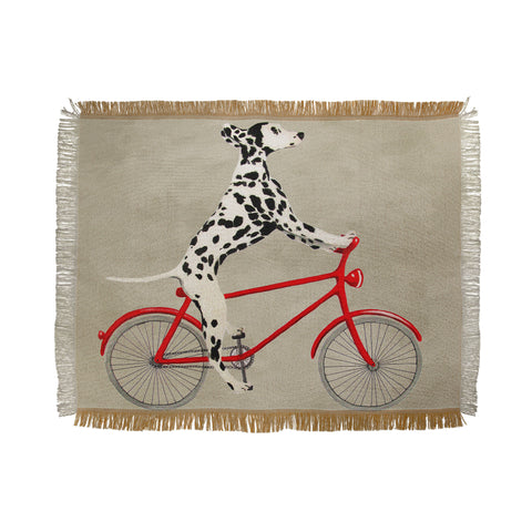 Coco de Paris Dalmatian on bicycle Throw Blanket