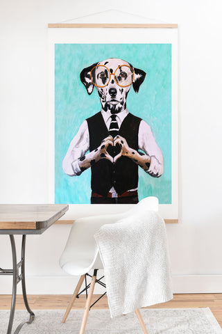 Coco de Paris Dalmatian with finger heart Art Print And Hanger