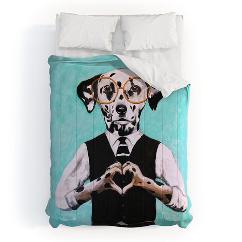 Coco de Paris Dalmatian with finger heart Comforter