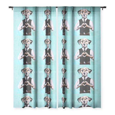 Coco de Paris Dalmatian with finger heart Sheer Window Curtain
