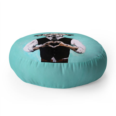 Coco de Paris Dalmatian with finger heart Floor Pillow Round