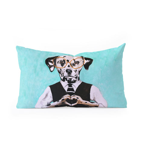 Coco de Paris Dalmatian with finger heart Oblong Throw Pillow