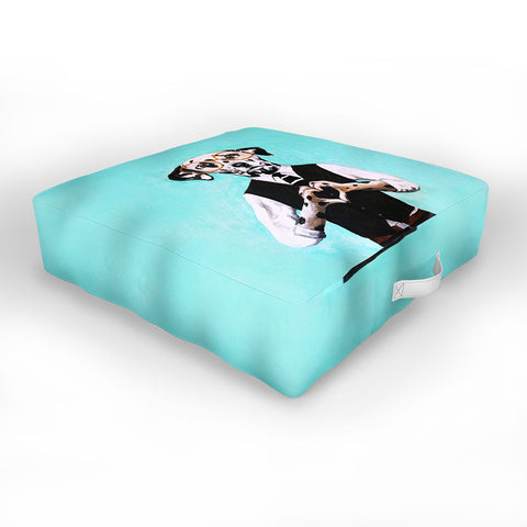 Coco de Paris Dalmatian with finger heart Outdoor Floor Cushion