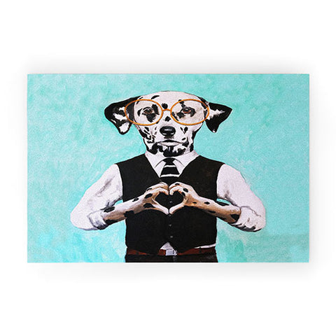 Coco de Paris Dalmatian with finger heart Welcome Mat