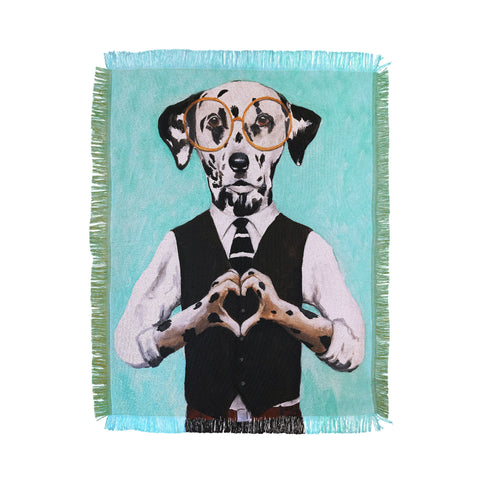 Coco de Paris Dalmatian with finger heart Throw Blanket