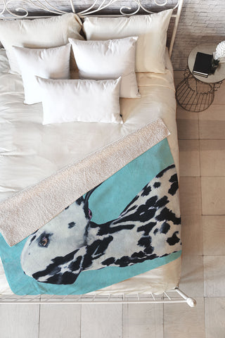 Coco de Paris Dalmatian with pipe Fleece Throw Blanket