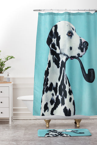 Coco de Paris Dalmatian with pipe Shower Curtain And Mat