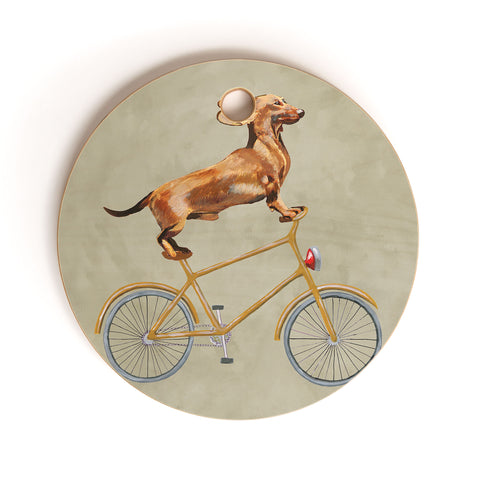Coco de Paris Daschund on bicycle Cutting Board Round