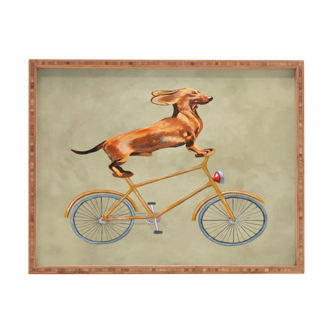 Coco de Paris Daschund on bicycle Rectangular Tray