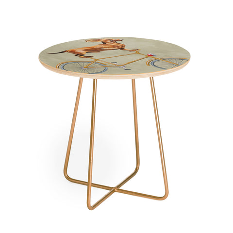 Coco de Paris Daschund on bicycle Round Side Table