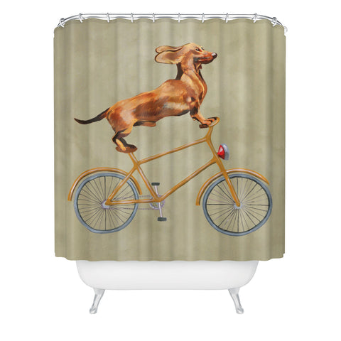 Coco de Paris Daschund on bicycle Shower Curtain