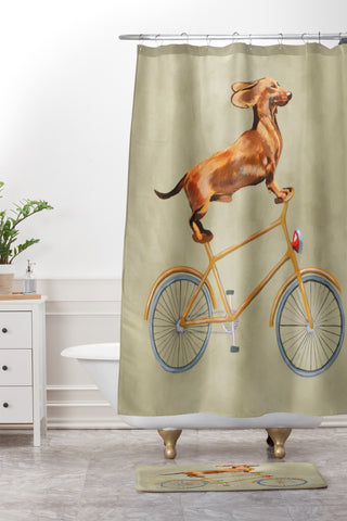 Coco de Paris Daschund on bicycle Shower Curtain And Mat