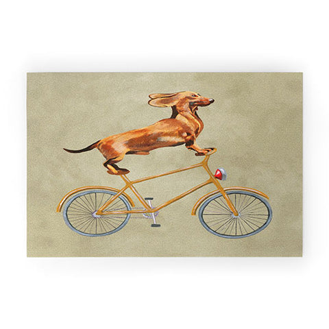 Coco de Paris Daschund on bicycle Welcome Mat