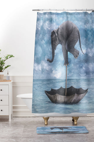 Coco de Paris Elephant in balance Shower Curtain And Mat