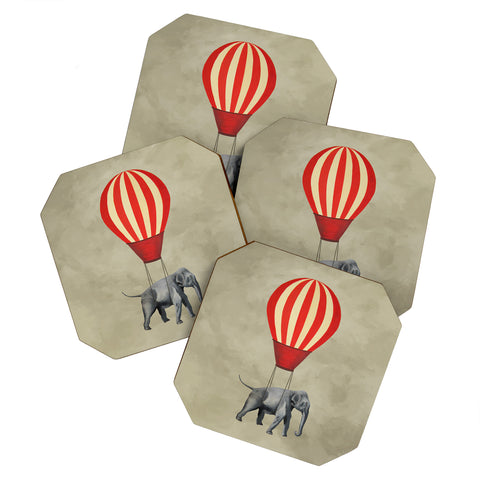 Coco de Paris Elephant with hot airballoon Coaster Set