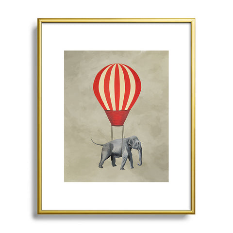 Coco de Paris Elephant with hot airballoon Metal Framed Art Print