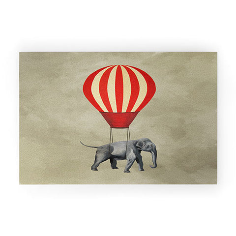 Coco de Paris Elephant with hot airballoon Welcome Mat