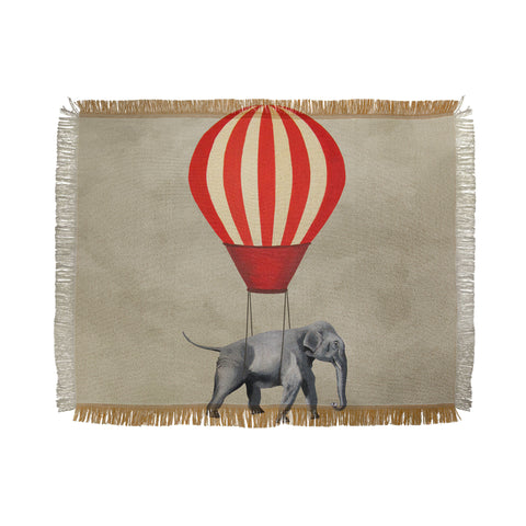 Coco de Paris Elephant with hot airballoon Throw Blanket