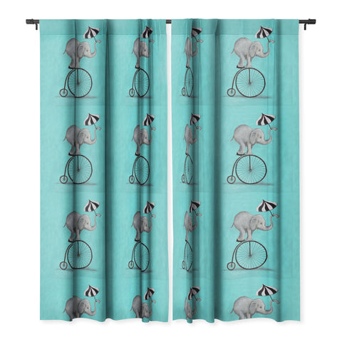 Coco de Paris Elephant with umbrella Blackout Window Curtain