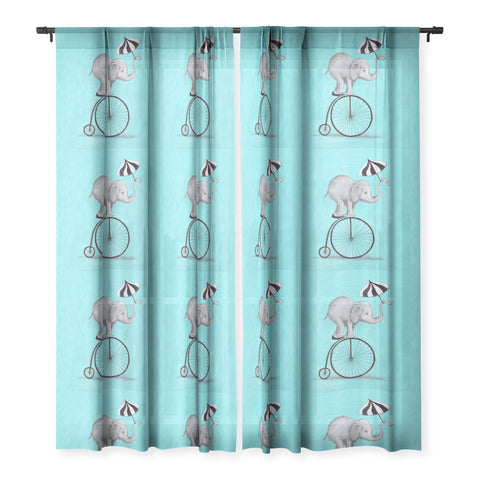 Coco de Paris Elephant with umbrella Sheer Window Curtain