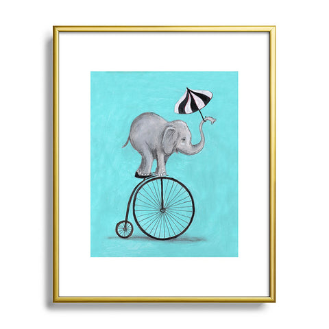 Coco de Paris Elephant with umbrella Metal Framed Art Print