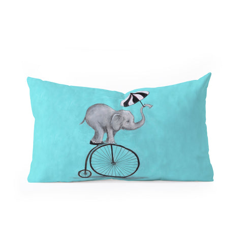 Coco de Paris Elephant with umbrella Oblong Throw Pillow