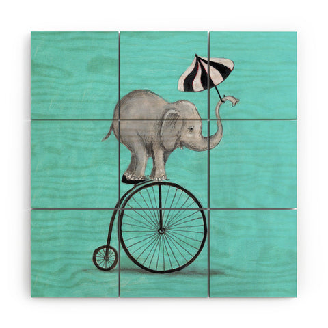 Coco de Paris Elephant with umbrella Wood Wall Mural