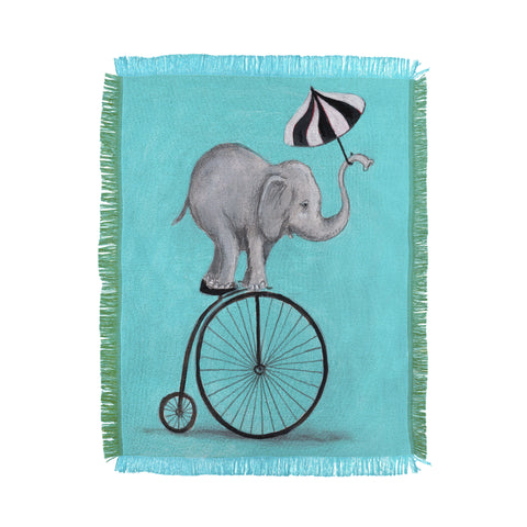 Coco de Paris Elephant with umbrella Throw Blanket