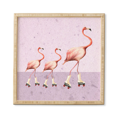 Coco de Paris Flamingo familly on rollerskates Framed Wall Art