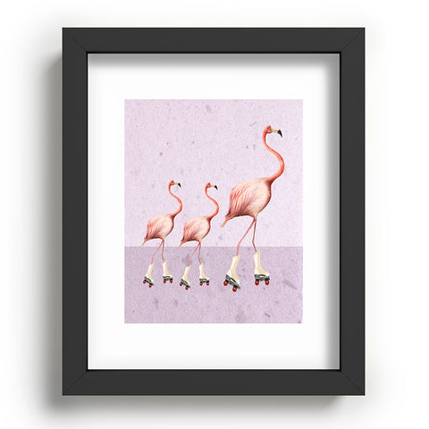 Coco de Paris Flamingo familly on rollerskates Recessed Framing Rectangle