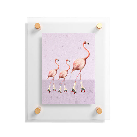Coco de Paris Flamingo familly on rollerskates Floating Acrylic Print