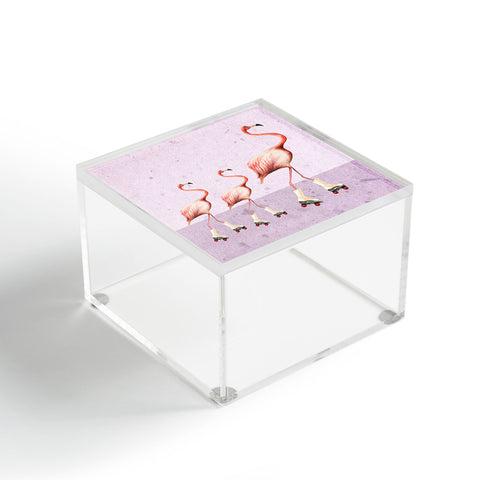 Coco de Paris Flamingo familly on rollerskates Acrylic Box
