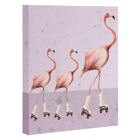 Coco de Paris Flamingo familly on rollerskates Art Canvas