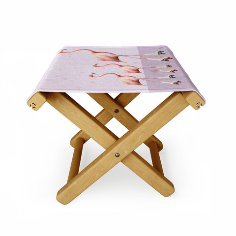 Coco de Paris Flamingo familly on rollerskates Folding Stool