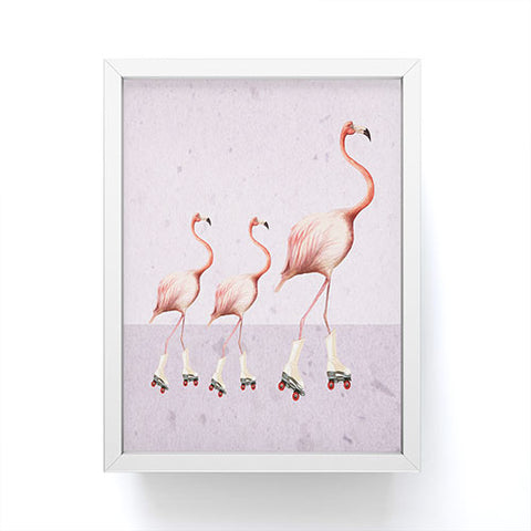Coco de Paris Flamingo familly on rollerskates Framed Mini Art Print