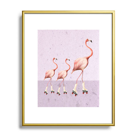 Coco de Paris Flamingo familly on rollerskates Metal Framed Art Print