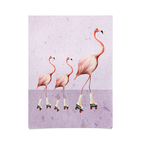 Coco de Paris Flamingo familly on rollerskates Poster
