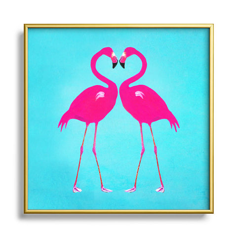 Coco de Paris Flamingo heart Metal Square Framed Art Print